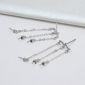 Boucle d'oreille en argent S925, grand modèle, 10-11 perles, boucle d'oreille pour femme, accessoires de bijoux DIY avec clou d'oreille, modèle 1102 - Product Image 5