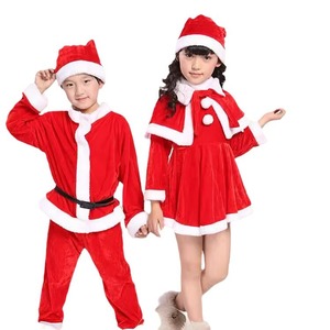 Girls Christmas Costume Velvet A-Line <b>Dress</b> With Hat For Performance Photography - Product Image 3