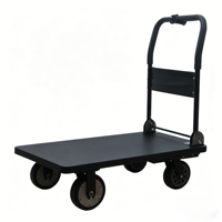 Chariot de transport électrique à quatre roues en acier, à plateau plat, double entraînement, silencieux, pliable, avec batterie au lithium