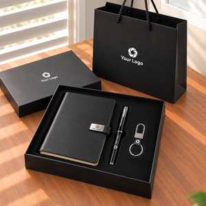 Ensemble de carnet en cuir format A5 avec logo personnalisé, 3 en 1, avec stylo et porte-clés, pour le personnel de bureau, ensemble cadeau promotionnel de luxe - Product Image 4