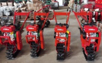 Motor de Gasolina Agrícola 170F/7HP, Tractor Micro Mini de Una Rueda con Cadena, Cultivador con Caja de Cambios