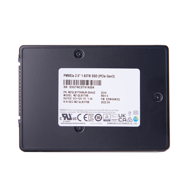 High Reliability MZQLB1T9HBJR-00AAZ 1.92TB U.2 2.5" PCIe Gen3 NVMe SSD Read Intensive Internal SSD for Server Storage