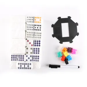Dominoes Set-Double 91 Tiles Mexican Train Game Set With Aluminum Case 12 Colored Dot Dominoes