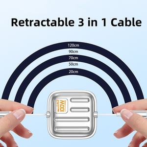 Подарочный рекламный логотип 2-3 выдвижной портативный кабель для передачи данных 100 Вт Быстрая зарядка мульти зарядный кабель подходит для мобильного телефона - Product Image 5