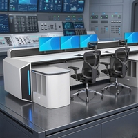 Bureaux de console ergonomiques et durables en acier de style industriel moderne pour salles de contrôle informatique de bâtiments de bureaux