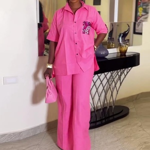 Summer New Arrival Women's Casual Short-Sleeve Shirt and <b>Pants</b> African 2-Piece Set Fashion - Product Image 3