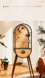 <span class=keywords><strong>Cage</strong></span> à oiseaux double moderne de luxe en bois massif naturel et acier inoxydable, écologique, grande taille, facile à nettoyer, maison pour oiseaux <span class=keywords><strong>DIY</strong></span> - Product Image 5