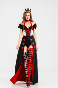 Costume de Reine Cœur Rouge, Costume d'<span class=keywords><strong>Halloween</strong></span>, Costume de Sorcière, Costume de Clown pour Spectacle - Product Image 4