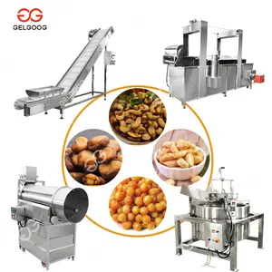 Green Bean Snack Frying Production Line Coated Nuts Food Fried Peanut Continuous Processing Line