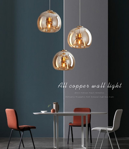 Lampes suspendues en <span class=keywords><strong>verre</strong></span> E27 dorées et grises pour salon, lampes suspendues au plafond LED, style nordique moderne minimaliste, lampes suspendues pour chambre à coucher - Product Image 3