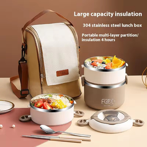 Stainless Steel Portable Insulated Thermal <b>Lunch</b> <b>Box</b> Heatable Leak Proof <b>Stackable</b> Food Container Set for Adults - Product Image 6