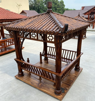 Kit de gazebo de jardin en bois de style chinois traditionnel, pavillon extérieur préfabriqué avec arche en forme de lune et toit à pignon volant, installation facile