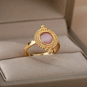Anello di cristallo elegante impermeabile alla moda Vintage in acciaio inossidabile appannato per feste donna - Product Image 4