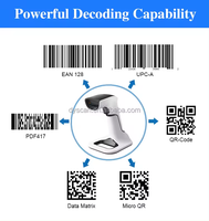 Nouveau scanner de codes à barres QR sans fil PDF417 1D lecteur de codes à barres BT portable sans fil Interface USB balayage CCD