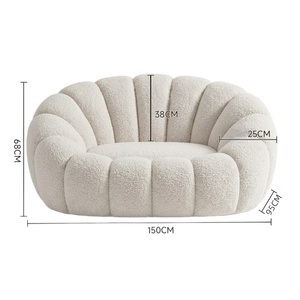 Modern <strong>Boucle</strong> Petal Shape Lazy Chair Single Round <strong>Bean</strong> <strong>Bag</strong> Accent Chair for Living Room Hotel - Product Image 6