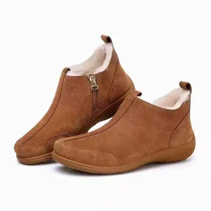 Grande Desconto Inverno Mulheres Zip-up Couro Dividido Mini Botas Genuine Australian Shearling Ankle Boots