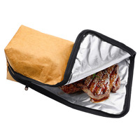 Tas Pendingin Daging BBQ Tyvek Kapasitas Besar Portabel Dapat Digunakan Kembali Berlapis Aluminium Foil Penghangat Makanan Termal untuk Berkemah di Luar Ruangan