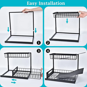 Étagère à épices multifonctionnelle moderne à double niveau en fer forgé, organisateur <span class=keywords><strong>sous</strong></span> l'évier - Product Image 3