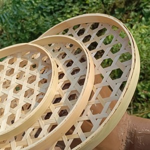 ถาดไม้ไผ่สานทรงกลม ทำด้วยมือ สำหรับตากอาหาร ใช้ในครัว - Product Image 4