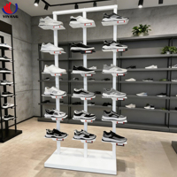 Présentoir rotatif en fer à 8 niveaux pour chaussures, détachable, avec roulettes et étagères