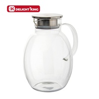 Carafe à eau en verre avec couvercle filtrant en acier inoxydable, pichet à eau, jus, 1 pièce