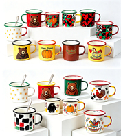 Mug de camping en émail avec poignée, personnalisable avec logo, 12 oz, réutilisable, en acier, à rebord roulé, vierge pour sublimation, pour café et thé