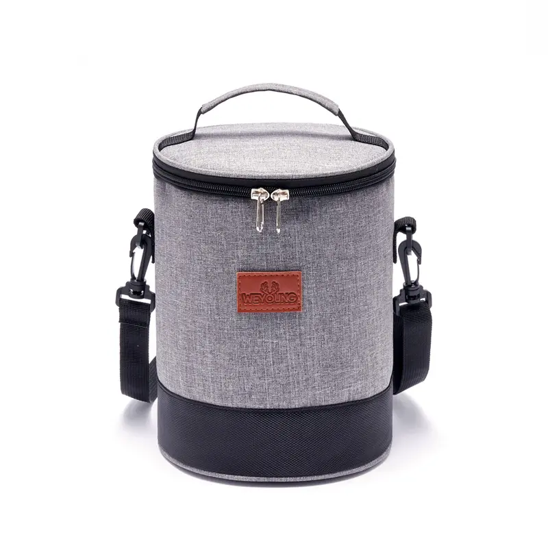 New Waterproof Portable Lunch Tote Bags Large Round Travel Insulated Lunch Thermal Cooler Bag With Shoulder Strap