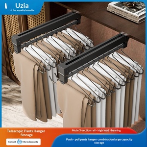 UZIA-DM8 Perchero para Pantalones Integrado en la Parte Superior, Riel Telescópico Deslizable, Multifuncional, <span class=keywords><strong>de</strong></span> Acero Inoxidable, Sin Rastro, para Pantalones y Ropa - Product Image 4