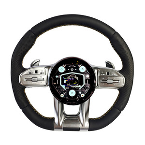 Volante modificado con línea amarilla de cuero Napa para <span class=keywords><strong>Mercedes</strong></span> Benz C GLC E S CLS <span class=keywords><strong>AMG</strong></span> ZC-809-P79-F - Product Image 1