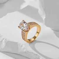 Nouvelle bague pour femme en laiton plaqué or rose, classique, géométrique, en forme de marquise, avec zircon, très populaire en Europe, vente chaude