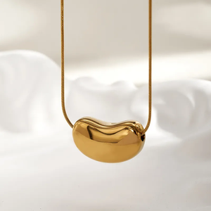 Collier en acier inoxydable 304 de style vintage avec finition plaquée or 14K et 18K, pendentif géométrique creux lisse, chaîne réglable - Product Image 6