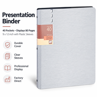 Porte-documents de présentation 40 pochettes, 80 pages, 9x12 pouces, classeur de portefeuille d'art avec protège-feuilles en plastique transparent