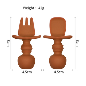 ไม่ใช่เรื่องง่ายที่จะทำลาย<span class=keywords><strong>เด็ก</strong></span>ทารกช้อนส้อมรถไฟซิลิโคนเด็กที่จะกินช้อนและชุดส้อมไม่มี BPA ช้อนและส้อม - Product Image 2