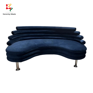 Sofá de terciopelo extra largo profesional para banquetes, muebles de hospitalidad modernos para comedor con asiento de madera, suministro para restaurante - Product Image 2