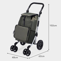 Chariot de courses de luxe 60L à 4 roues avec compartiment isotherme et poignée réglable