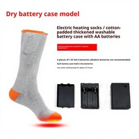 Chaussettes chauffantes électriques d'hiver, avec compartiment pour piles, en coton épais, antibactériennes, absorbant la transpiration, unisexes, à double aiguille