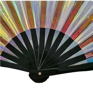 Abanico de Mano Plegable de Bambú y PVC Holográfico de Alta Calidad de 33 cm para Fiestas - Product Image 4