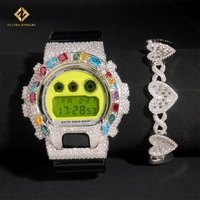 Vendita Calda Accessori e Parti per Orologi Iced Out Dw6900 Gioielli Hip Hop in Argento 925 con Lunetta in Diamanti Moissanite VVS D Colorati