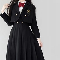 Uniforme scolaire de style preppy pour les collégiens et lycéens, jupe à bretelles, jupe plissée, robe