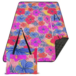 60X80in Extra Large Custom Logo Waterproof Picnic Hawaii Flower Beach Outdoor <b>Camping</b> Picnic <b>Mat</b> Travel Foldable Picnic Bag - Product Image 2
