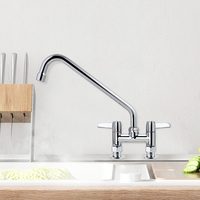Robinet de cuisine chromé de luxe moderne avec garantie de 3 ans, tuyau de 6 à 14 pouces à double poignée en laiton pour lavabo de cuisine