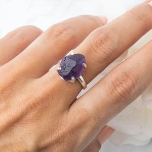 Purple Gemstone Ring Bridal <b>Set</b> S925 <b>Rose</b> <b>Gold</b> Engagement Rings Amethyst Wedding Band Amethyst Clusters Raw Natural Decoration - Product Image 6