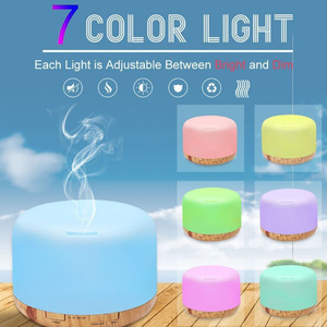 새로운 공장 직매 우드 그레인베이스 다채로운 야간 조명 가습기 아로마 테라피 디퓨저 - Product Image 2