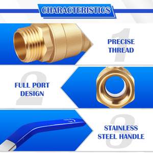 Válvula de Bola de Paso Completo de 3/4 Pulgadas, Paquete de 2, Latón Forjado de Alta Resistencia, 150 PSI <span class=keywords><strong>WSP</strong></span>/600 PSI WOG, Agua, Aceite, Gas, Macho Hembra NPT - Product Image 4