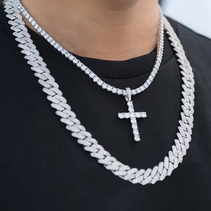 Collar de Cadena Cubana de Plata de Ley 925 con Moissanita de 14 mm, Estilo Clásico y Elegante, Joyería de Lujo para Hombre - Product Image 2