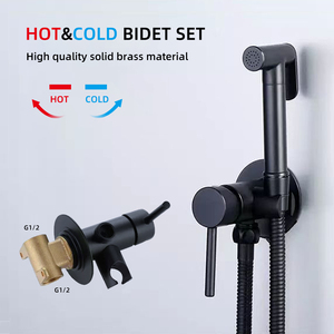 Heavy Metal Matte Black Brass <strong>Hand</strong> <strong>Bidet</strong> <strong>Hand</strong> Shower <strong>Sprayer</strong> with Cold Hot Wall Water Supply Valve Mixer - Product Image 6