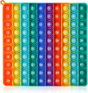 Gioco di Moltiplicazione 7,87 Pollici, Giocattolo Antistress Quadrato Arcobaleno con 100 Bolle, Tavole di Moltiplicazione 1-9 - Product Image 1