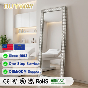 Miroir de salon professionnel de 190 cm avec cadre LED en cristal, miroir de pleine longueur en verre de sécurité de 4 mm, miroir de vanité pour salon de beauté, miroir pour salle de spa - Product Image 1