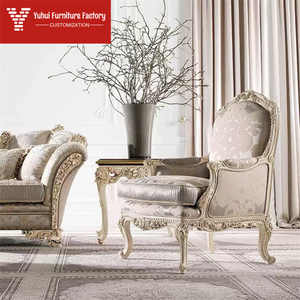 Divano Chesterfield Classico di Lusso in Stile Francese, Due Posti, in Legno Intagliato e Tessuto, <span class=keywords><strong>Arredamento</strong></span> per Soggiorno di Appartamenti - Product Image 5