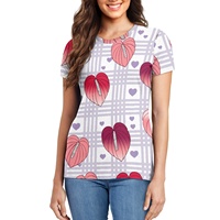 T-shirt décontracté pour femme sur mesure à prix abordable, à manches courtes, motif feuille de taro hawaïenne, respirant, séchage rapide, col rond, été